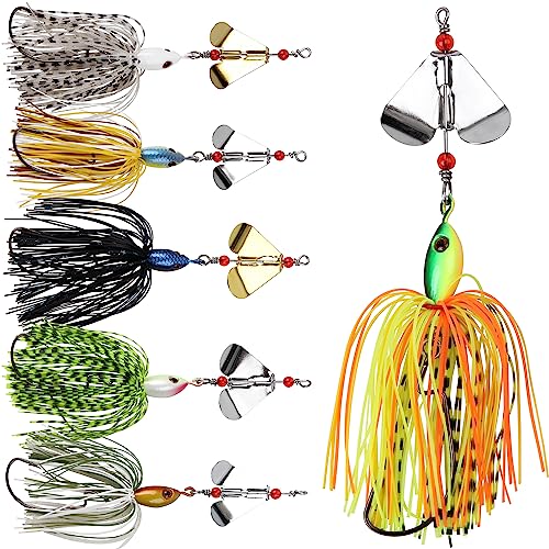 6PCS Bass Spinner Baits Buzz Bait Hard Metal Fishing Jigs for Bass Trout Pike Salmon Multi-Color Spoon Spinner Bait Saltwater Freshwater - color: A - 6PCS