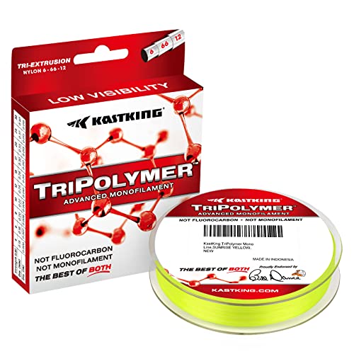 KastKing TriPolymer Advanced Monofilament Fishing Line, Low Light Refraction, Super Smooth, Highly Abrasion Resistant, Triple Cross Head Extrusion Process Fishing Line - color: SUNRISE YELLOW, size: 6LB-300Yds