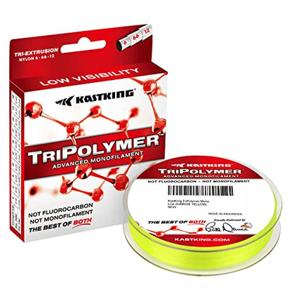KastKing TriPolymer Advanced Monofilament Fishing Line, Low Light Refraction, Super Smooth, Highly Abrasion Resistant, Triple Cross Head Extrusion Process Fishing Line - color: SUNRISE YELLOW, size: 6LB-300Yds