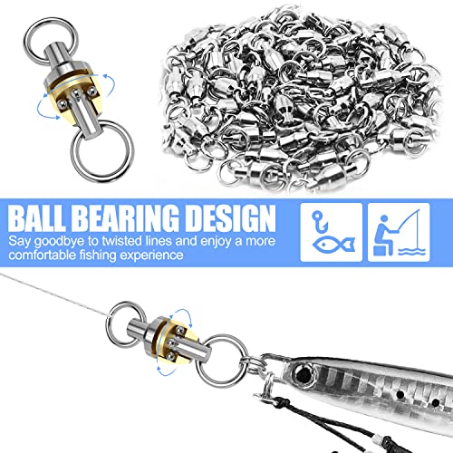 50 Pack Fishing Ball Bearing Swivels, Fishing Tackle Heavy Duty Black Nickel Terminal Tackle Barrel Swivels Leader Lures Connector Stainless Swivels Fishing Tackle - color: white