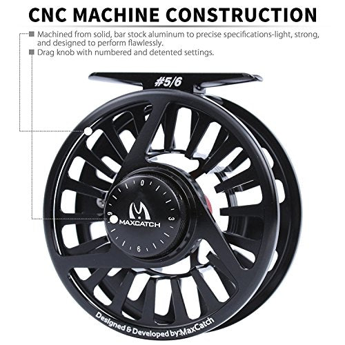 Maxcatch AVID Fly Fishing Reel with CNC-machined Aluminum Body - 1/3, 3/4, 5/6, 7/8, 9/10 Weights(Black, Green, Blue) - color: Fly Reel Matte Black, size: 1/3wt