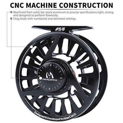 Maxcatch AVID Fly Fishing Reel with CNC-machined Aluminum Body - 1/3, 3/4, 5/6, 7/8, 9/10 Weights(Black, Green, Blue) - color: Fly Reel Matte Black, size: 1/3wt