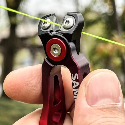 SAMSFX MINI Fishing Line Cutters with Retractors, Braid Scissors,Tungsten Line Cutter that Cut Braid, Mono and Fluoro Lines Clean & Smooth Fly Fishing Equipment - color: Gradient Red, Offset Cutting Face