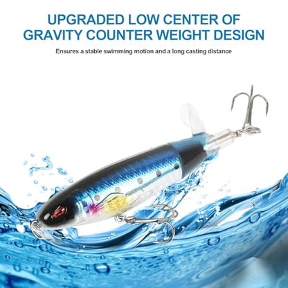 Whopper Fishing Lure for Bass：Popper Top Water Fishing Lures with Floating Rotating Tail Barb Treble Hooks Saltwater Freshwater Plopping Lures Kit - color: 6pcs