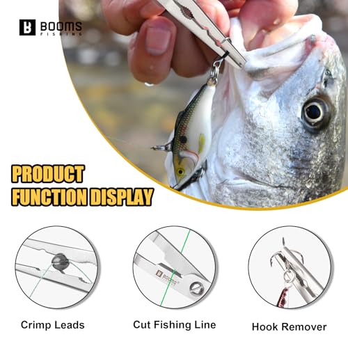 Booms Fishing Hook Remover Pliers, Long Nose, Braid Cutter, Lanyard, Yellow | Slim Long Nose Helps Reach Deep Hooks With Better Control When Handling Panfish, Trout, Bass and Other Small to Medium Fish - color: Yellow