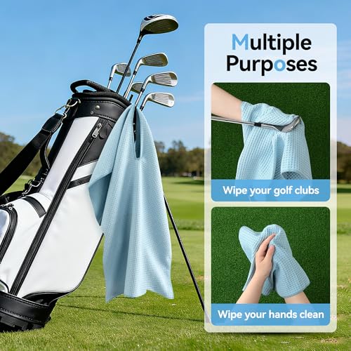 Mile High Life | Pro Tour Caddy Towel | 17" x 40" with 8" Center Slit | Premium Microfiber Waffle Texture - color: Sky Blue, size: 16" x 30"
