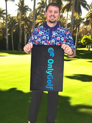 OnlyGolf Funny Microfiber Golf Towel – Large 14" x 20" Clip for Golf Bags Clubs Balls Perfect Golf Gag Gift Enthusiasts Waffle Men Premium Carabiner (Black OnlyGolf) - color: Black Onlygolf