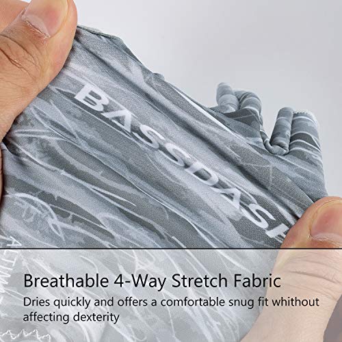 Bassdash ALTIMATE UPF 50+ Sun Protection Fingerless Fishing Gloves Men - color: Grey Camo, size: Large
