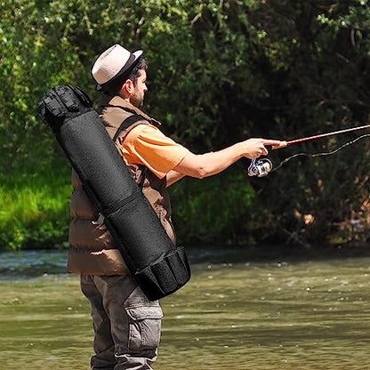 Fishing Pole Bag Rod Case, Folding Fishing Pole Bag Fishing Gear - color: Black