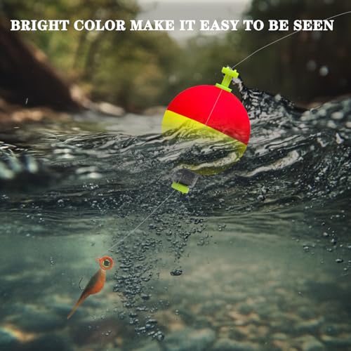 12 Pcs Fishing Bobbers Floats,Snap-on Fishing Bobber Fishing Float Corks Weighted Bobbers for Fishing Crappie Panfish Bluegill Trout - size: Ball