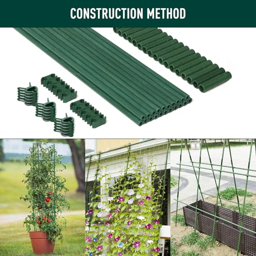 MAXPACE 62pcs Garden Stakes Kit: Includes 20 Sets of Fiberglass Plant Sticks Supports & Accessories for DIY 4ft, 5ft, 6ft, 7ft Stakes for Tomato, Vegetables, Indoor & Outdoor Gardening Supplies - size: 17inch 20pcs