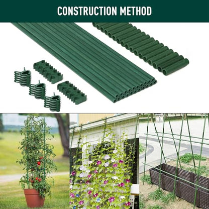 MAXPACE 62pcs Garden Stakes Kit: Includes 20 Sets of Fiberglass Plant Sticks Supports & Accessories for DIY 4ft, 5ft, 6ft, 7ft Stakes for Tomato, Vegetables, Indoor & Outdoor Gardening Supplies - size: 17inch 20pcs
