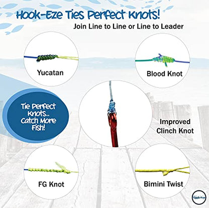 HOOK-EZE Grey Aluminum Fishing Pliers and Standard Blue Knot Tying Tool - Hook Remover and Split Ring with Coiled Lanyard - Multifunctional Cutter and Tool - Saltwater Freshwater Fly Fishing