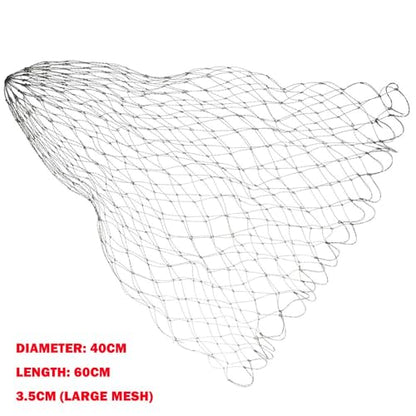 60×40cm Rubber-Coated Dyneema Fishing Landing Net Replacement – 3.5cm Large Mesh, Gray, for Sea/River/Lake/Boat Fishing