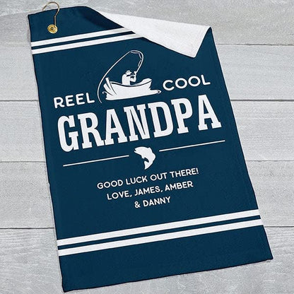 Personalization Universe Reel Cool Custom Fishing Towel - Ideal for Anglers, Embroidered Fish Design, Perfect Addition to Fishing Gear