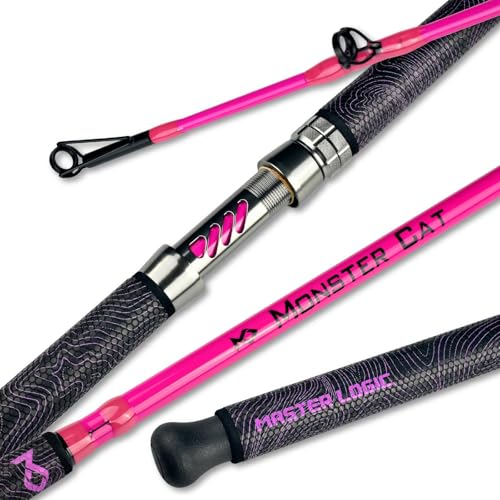 Monster Catfish Casting Rod, 7' MH Glow-in-Dark 1-Piece | Glow catfish rod with S-glass carbon blank, EVA grip, stainless guides, 10-50lb line and 1-10oz lures for night fishing - color: Pink, size: ["Catfish Rod 7'-1pc-Medium Heavy"]