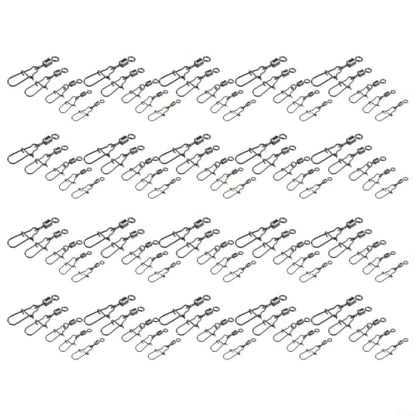 Fishing Swivels and Snaps Connector Assortment Kit 4# 6# 8# 10# 12# Copper Iron Wear-Resistant Tackle for Freshwater Saltwater Fishing Black 50 Pieces