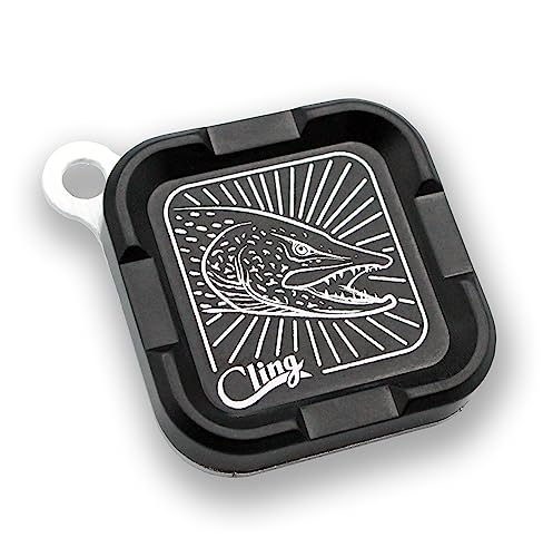 Cling Fishing Products Mag Grab® Mini – Compact Magnetic Fly Holder/Fly Patch & Organizer for Fly Fishing Vest, hat, Waders and Fishing Packs (Toothy Trouble, Black) - color: Black, style: Toothy Trouble