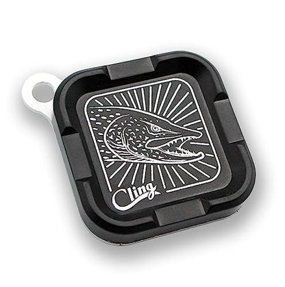 Cling Fishing Products Mag Grab® Mini – Compact Magnetic Fly Holder/Fly Patch & Organizer for Fly Fishing Vest, hat, Waders and Fishing Packs (Toothy Trouble, Black) - color: Black, style: Toothy Trouble