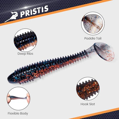 Pristis SwingShad, 35 pcs 3'' Paddle Tail Swimbaits, Soft Plastic Fishing Lures for Bass Crappie Smallmouth, Durable Swim Baits Sinking Swimmer Kit for Saltwater Freshwater Texas Carolina Fitness Rig - color: White Crappie