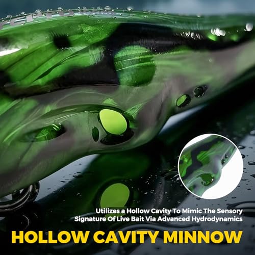 Topwater Fishing Lures -Hard Swimbait,3 8/9in 1/2oz Floating Lure with Hollow Cavity for Scent Attractant, for Bass,Pike,Trout,Freshwater & Saltwater - color: Lepomis Gulosus