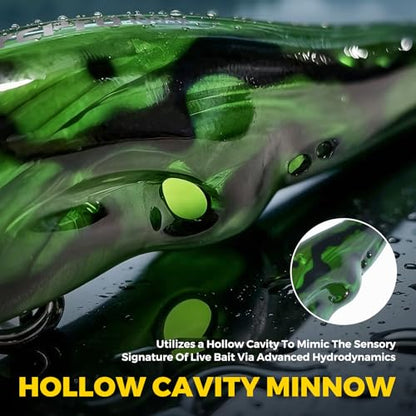 Topwater Fishing Lures -Hard Swimbait,3 8/9in 1/2oz Floating Lure with Hollow Cavity for Scent Attractant, for Bass,Pike,Trout,Freshwater & Saltwater - color: Lepomis Gulosus