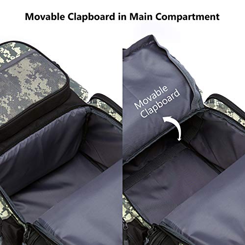 BASSDASH Fishing Tackle Backpack Water Resistant Tactical Bag Soft Tackle Box with Rod Holder and Protective Rain Cover - color: Jungle Camo Backpack [3670] Without Trays