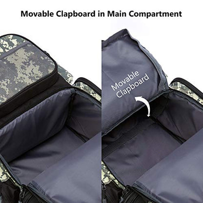 BASSDASH Fishing Tackle Backpack Water Resistant Tactical Bag Soft Tackle Box with Rod Holder and Protective Rain Cover - color: Jungle Camo Backpack [3670] With 4 Trays