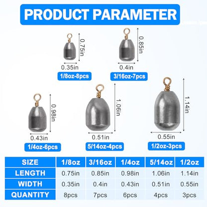 Fishing Weights Sinkers Kit Assorted Bass Casting Weights Iron Fishing Weights Water Drop Bell Sinkers Catfish Weights Sinkers for Saltwater Freshwater Fishing - style: 28pcs