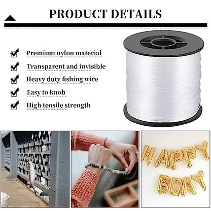 200 Meters Fishing Line, 0.8mm 57LB Clear Nylon Fishing Line for Fishing, Hanging, Crafts