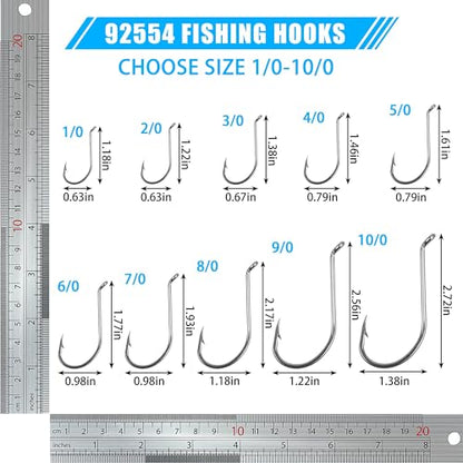 Octopus Beak Hooks, 60pcs/100pcs Stainless Steel Saltwater Fishing Hooks, Suicide Bait Jig, Big Game, Offset Circle Hooks 10 - size: 8/0 - 60pcs