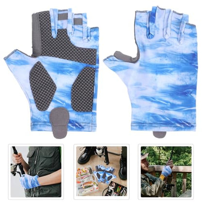 Fishing Gloves Fingerless Upf50+ Sun Protection Non-Slip Outdoor Cooling Gloves Lightweight Breathable Size M