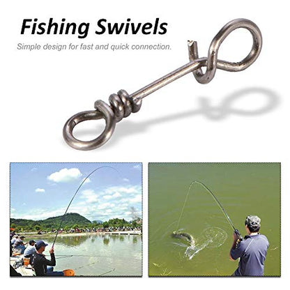 Zetiling Fastach Clips,Fishing Clip Fast Snaps Stainless Steel Fishing Swivel Snap Fishing Rolling Barrel Swivel Snap Swirl Connector Fishing Lures Leaders Accessories 50Pcs - color: 3#