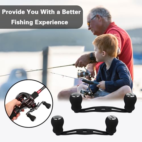 2-Pack Replacement Fishing Reel Handles, EVA Grip Baitcaster Handle Compatible with Abu Garcia Daiwa, Left or Right Side Installation, Aluminum Rocker Arm
