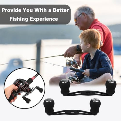 2-Pack Replacement Fishing Reel Handles, EVA Grip Baitcaster Handle Compatible with Abu Garcia Daiwa, Left or Right Side Installation, Aluminum Rocker Arm