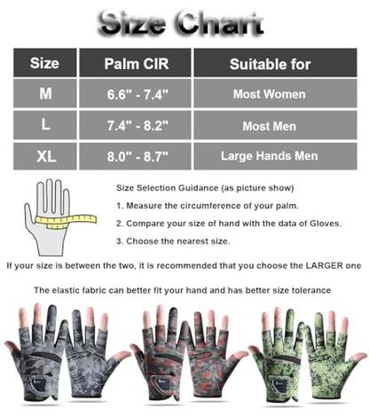 SUJAYU Fishing Gloves Men & Women, Anti-Slip & Breathable Laxuery Palm Kayak Gloves, 3-Cut Fingers UV Protection Gloves Ice Fishing Gloves Fly Fishing Accessories - color: Black, size: X-Large