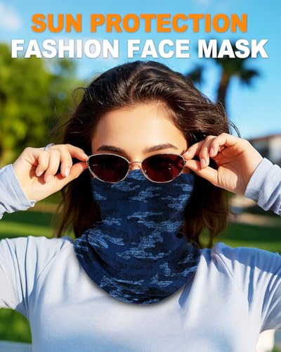 4Pack Neck Gaiter for Men Women Face Cover Mask Head Wrap Balaclava Headwear Bandana Headband Magic Scarf - color: A-camo-1