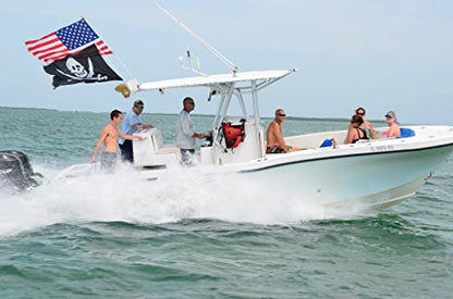 South Wind Designs Boat Flag Pole - Boat Flagpole for Rod Holder & Rocket Launcher, Marine Grade Fiberglass, EVA Foam Base with Gimbal End & Stainless Flag Clips - Two 3ft Poles - size: Two 3' Poles