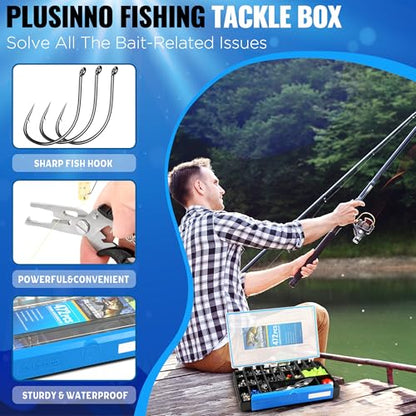 472PCS Fishing Accessories Kit, Waterproof Tackle Box with Tackle Included, Fishing Gifts for Men Included Hooks, Weights, Pliers,Fishing Gear and Equipment for Bass Trout - color: 472PCS Fishing Tackle Kit