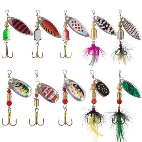 Rooster Tail Fishing Lures – Inline Spinner Baits Kit for Trout, Bass & Salmon – Effective in Freshwater, Streams & Fast Currents - color: 10pcs-style A