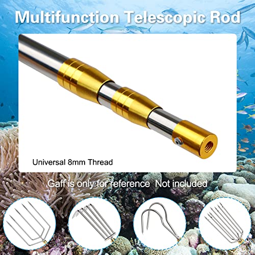 Cyfie Retractable Fishing Gaff, 4.8/6.6/7.8/9.4/16.4ft Telescopic Fishing Gaff with 8mm Screw, Capable for Fish Gig Spear Harpoon Hook, Ice and Saltwater Fishing Gaff Pole for Hunting Fish Frog Mole - color: 4.8 Feet Extending Pole