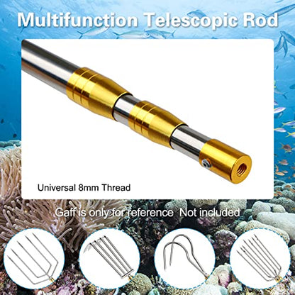 Cyfie Retractable Fishing Gaff, 4.8/6.6/7.8/9.4/16.4ft Telescopic Fishing Gaff with 8mm Screw, Capable for Fish Gig Spear Harpoon Hook, Ice and Saltwater Fishing Gaff Pole for Hunting Fish Frog Mole - color: 4.8 Feet Extending Pole