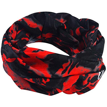 Obacle Seamless Face Mask Rave Bandana Men Women for Dust Sun Wind Protection - color: Pure Black Red