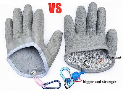 Inf-way Fishing Glove with Magnet Release, Fisherman Professional Catch Fish Gloves Cut&Puncture Resistant with Magnetic Hooks Hunting Glove - size: Large, style: Right+left