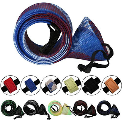 Rod Cover Sleeve,6 Pack Fishing Rod Socks for Fly Spinning Casting Sea Rod, Braided Mesh Fishing Pole Gloves Protector Gear w/ 6 Pack Rod Ties Straps,Fishing Accessories Tools,1 Dozen Kit by STSTECH