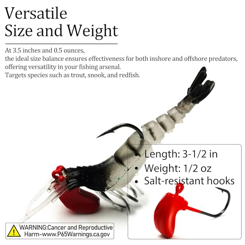 Soft Fishing Lures Shad Minnow Swimbaits, Pre-Rigged Jig Heads Paddle Tail Swim Baits for Bass, Trout, Walleye, Crappie, Sinking Jigs Bait for Saltwater Freshwater, Fishing Gifts for Men - color: C3-5pcs Soft Shrimp Swimbait