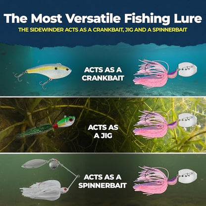 Sidewinder Bladed Jigs for Bass Fishing 1/2 Oz and 3/8 Oz | 2 and 5 - Pack | Fishing lures with 5/0 bladed jig head, vibrating shaker blade, low-column action, lifelike baitfish profile & skirt colors - size: 1/2 oz Pinkalicious ( Pack of 2)