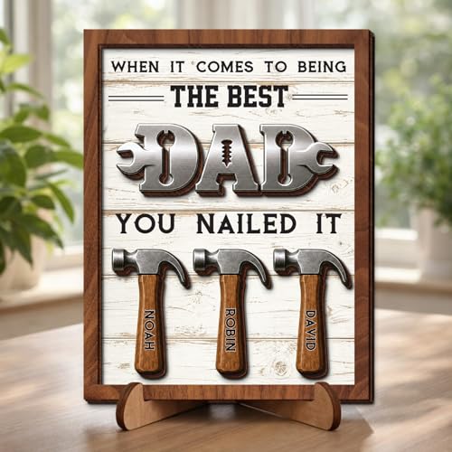 Personalized Dad Mechanic Wooden Plaque, Best Dad Ever Sign Wood Frame, When It Comes to Being the Best Daddy, Fathers Day for Papa, Grandpa, Husband from Son, Daughter, Mechanic Sign Gifts for Men - color: 1. Dad-10