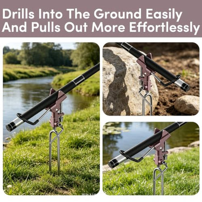 Catfish Rod Holder, Stainless Steel 360° Adjustable & Detachable Fishing Pole Holder for Bank, Boat, Beach, Shore & Ground, Gift for Men