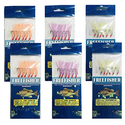 22 Packs Bait Rigs Set, Fishing Bait Rigs,Fishing Rigs with Sharp Hooks,Soft Shrimp Lure Surf Fishing Rigs Fish Skin Feather Hooks for Freshwater